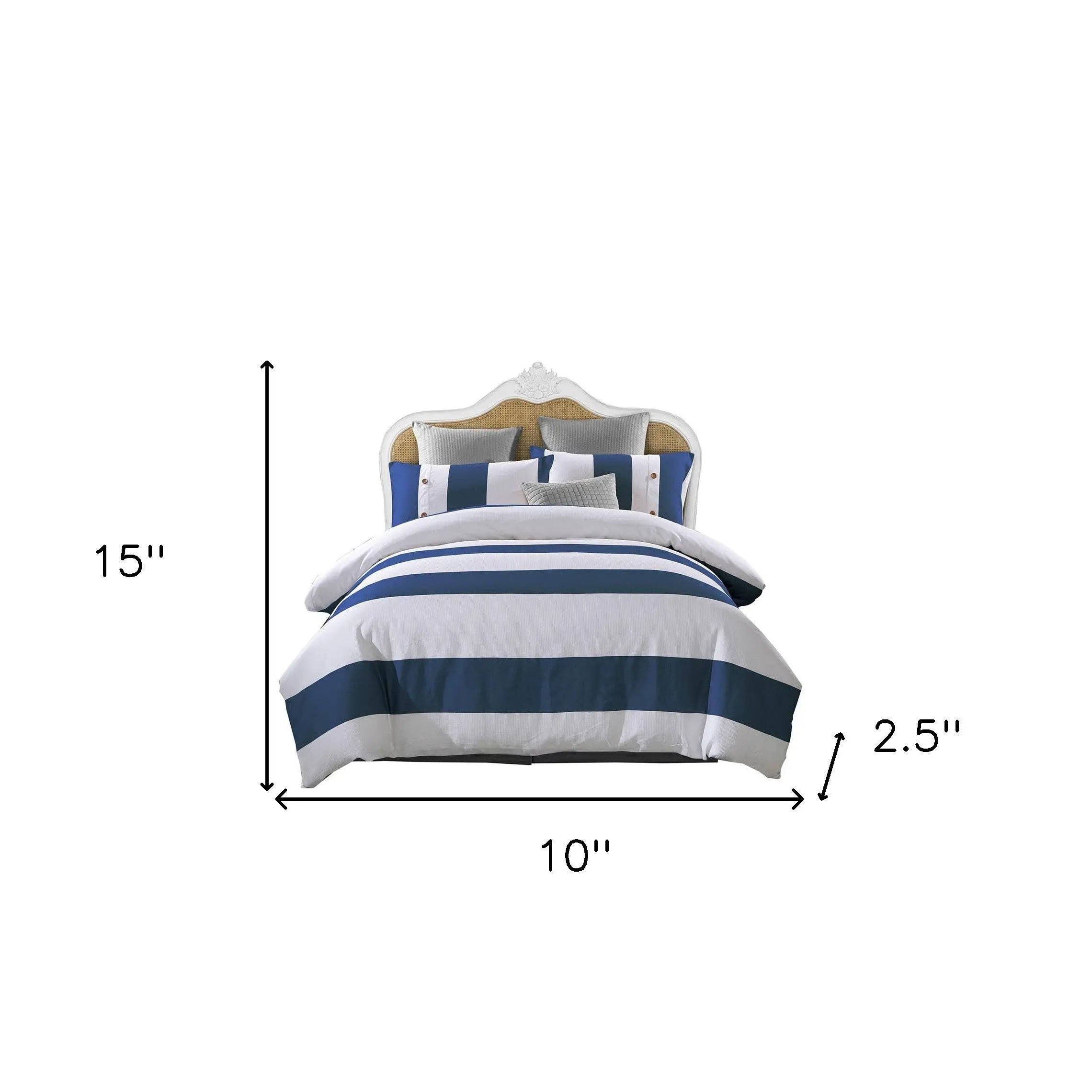 Blue And White Queen Cotton Washable Duvet Cover Set Homeroots Bed & Bath