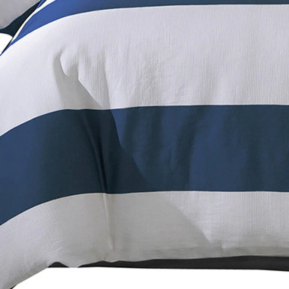 Blue And White Twin Extra Long Cotton Washable Duvet Cover Set Homeroots Bed & Bath