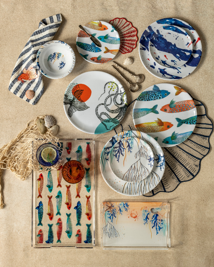 Blue Art Melamine Dessert Plate / Set of 4 Monique Store