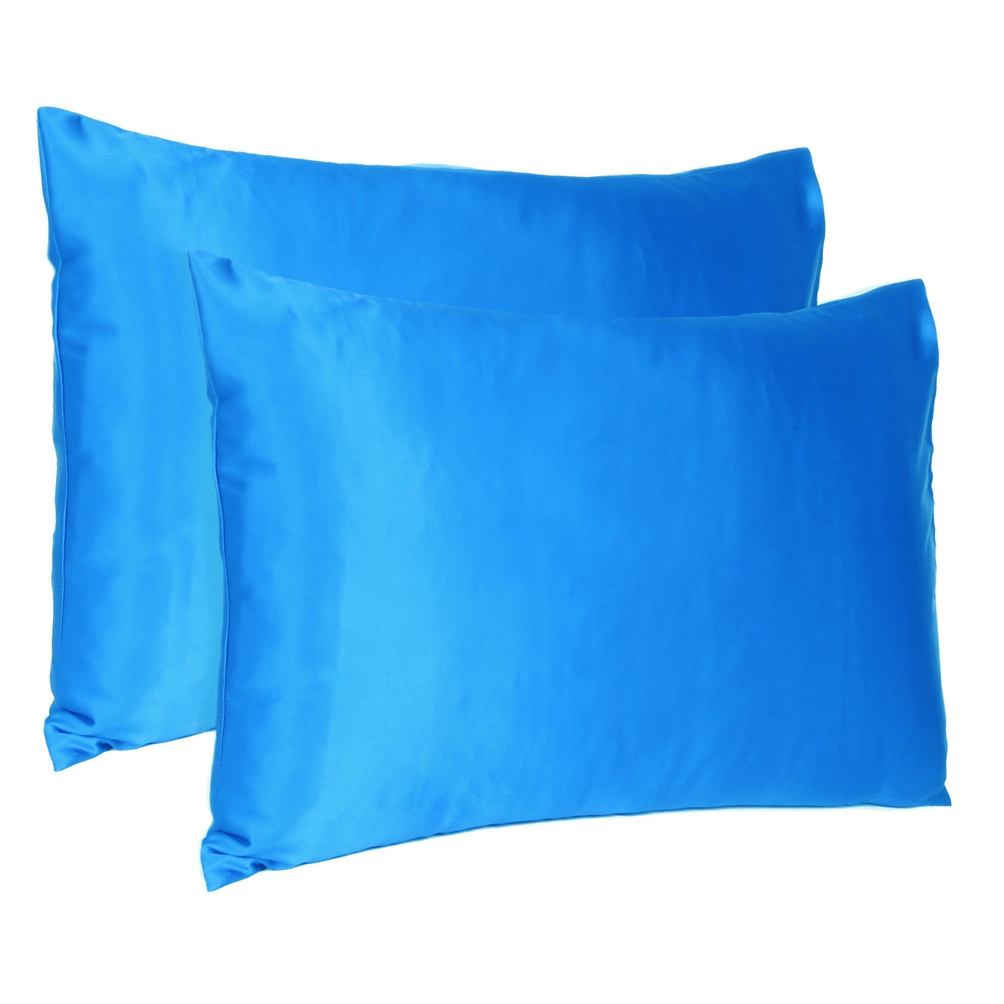 Blue Dreamy Set Of 2 Silky Satin Queen Pillowcases Homeroots Bed & Bath