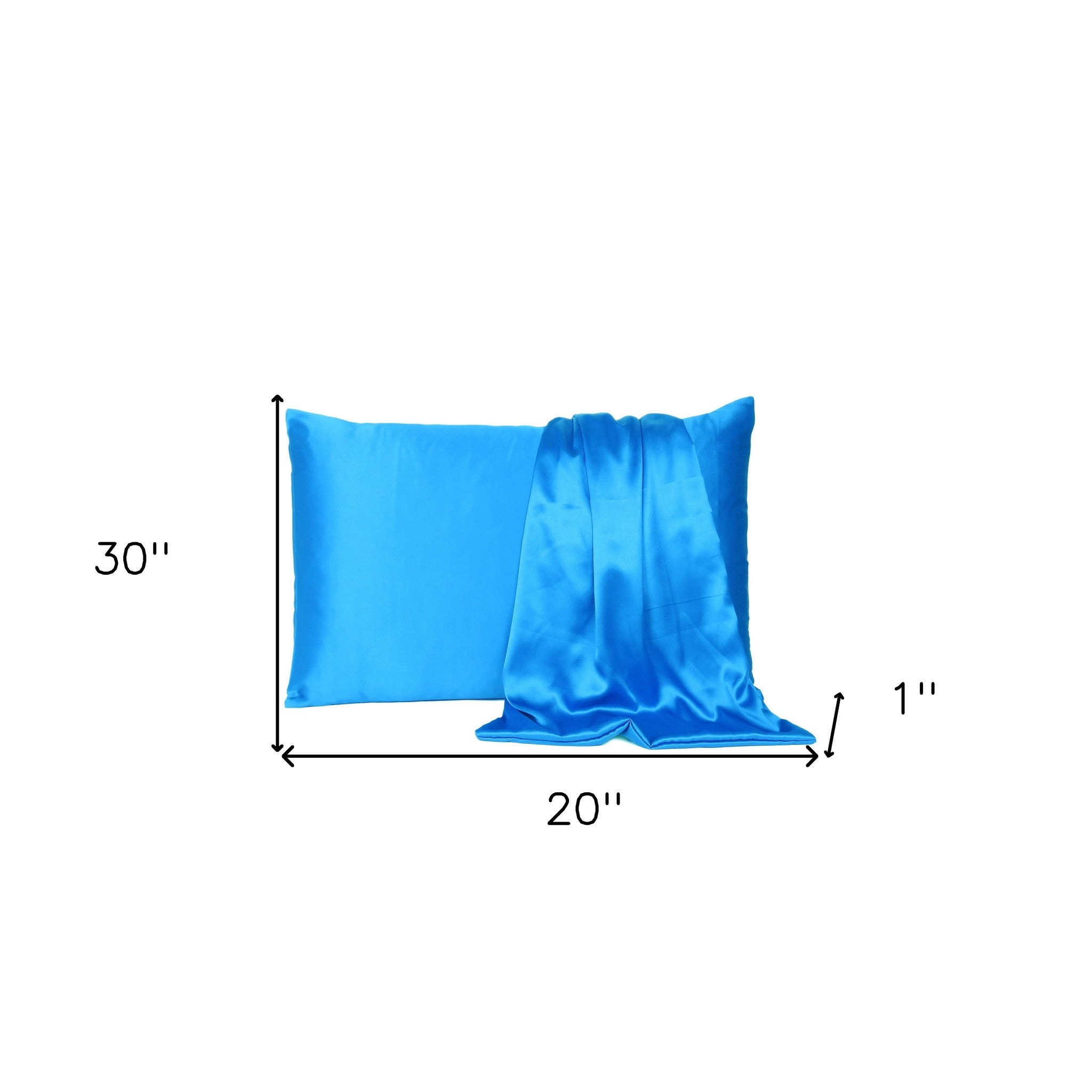 Blue Dreamy Set Of 2 Silky Satin Queen Pillowcases Homeroots Bed & Bath