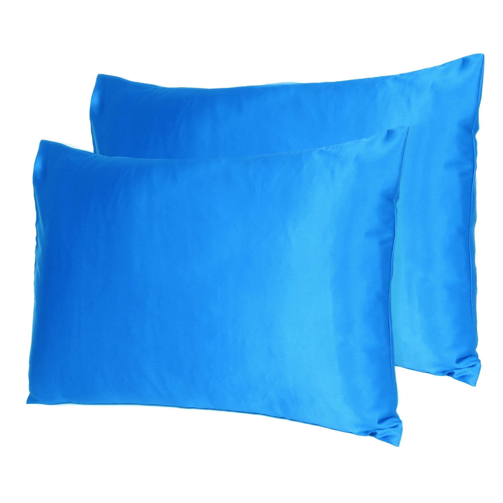 Blue Dreamy Set Of 2 Silky Satin Queen Pillowcases Homeroots Bed & Bath