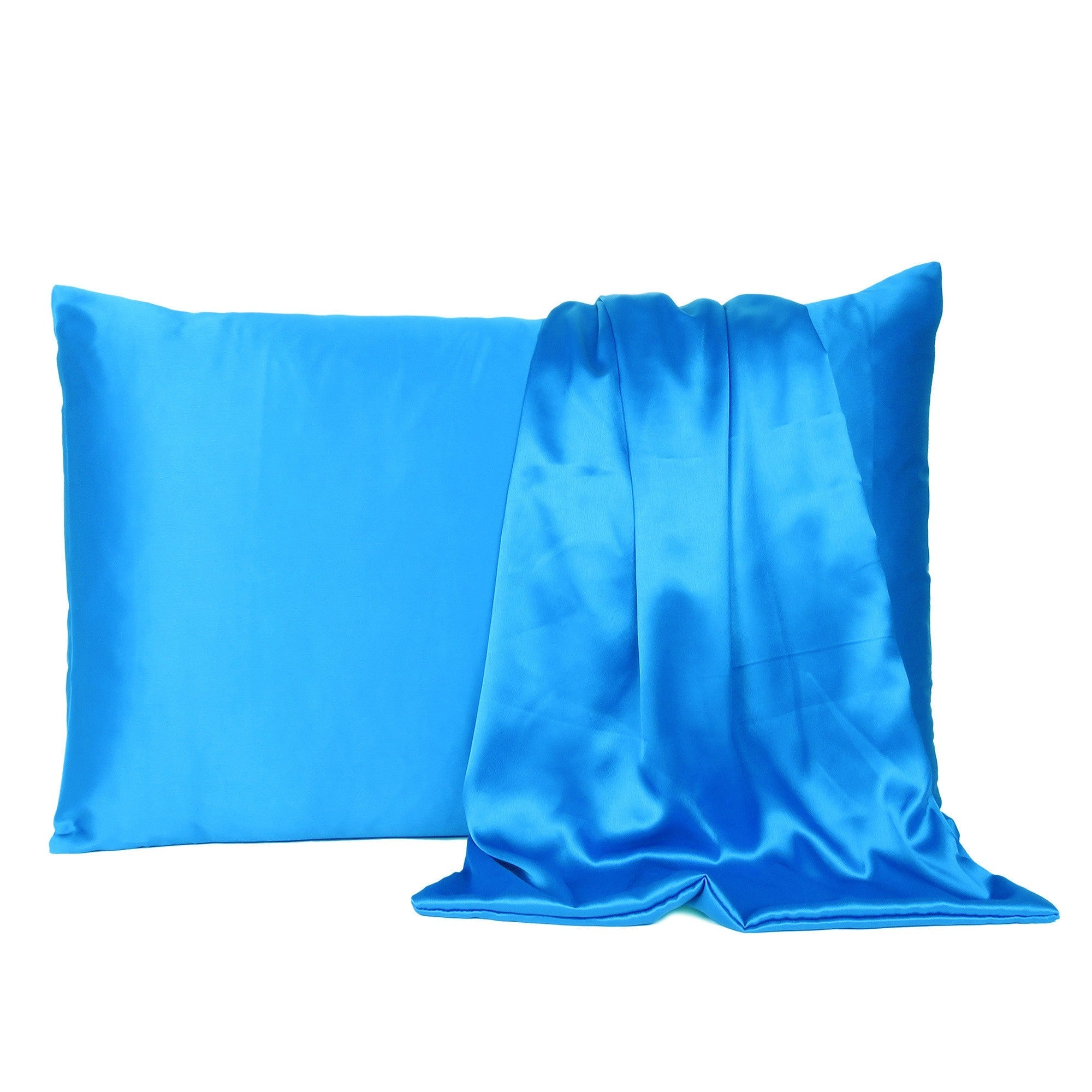 Blue Dreamy Set Of 2 Silky Satin Standard Pillowcases Homeroots Bed & Bath