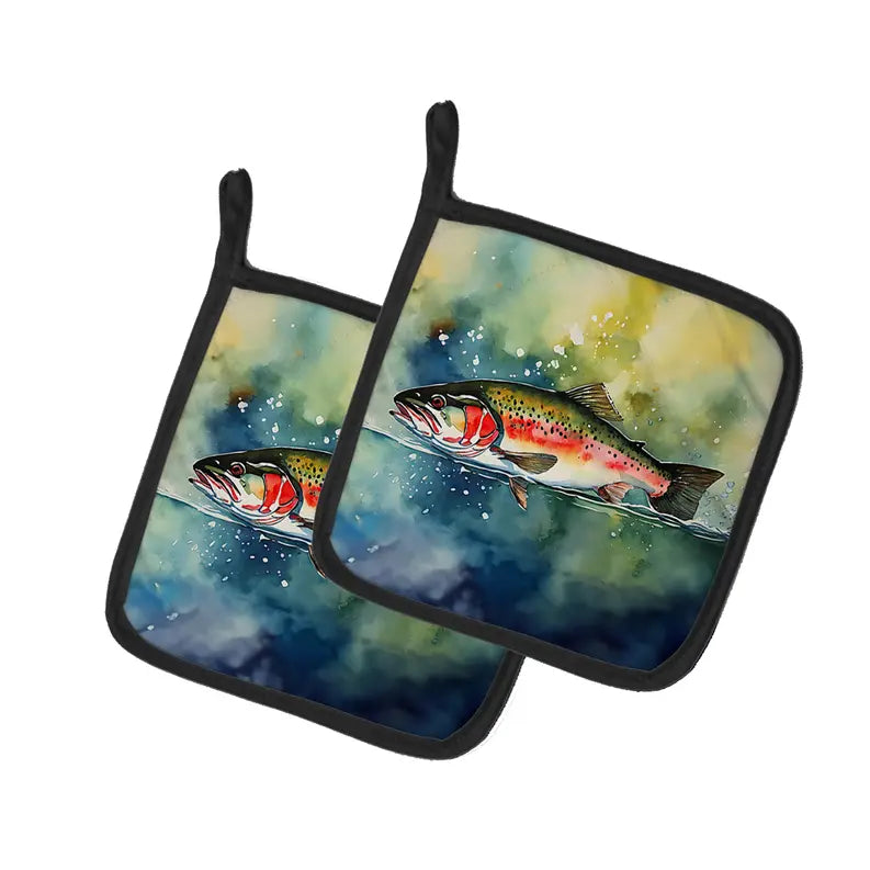 Blue Heron Pair of Pot Holders Caroline's Treasures