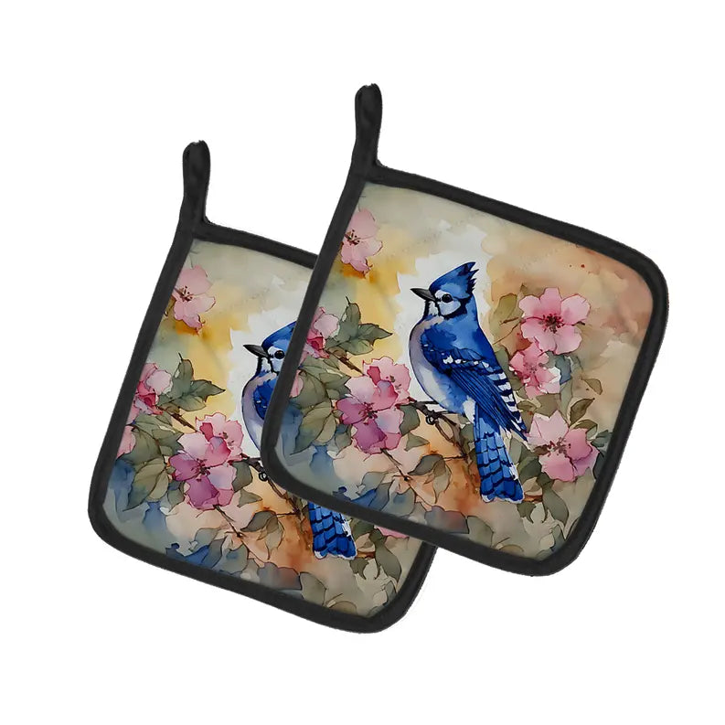 Blue Jay Pair of Pot Holders Caroline's Treasures