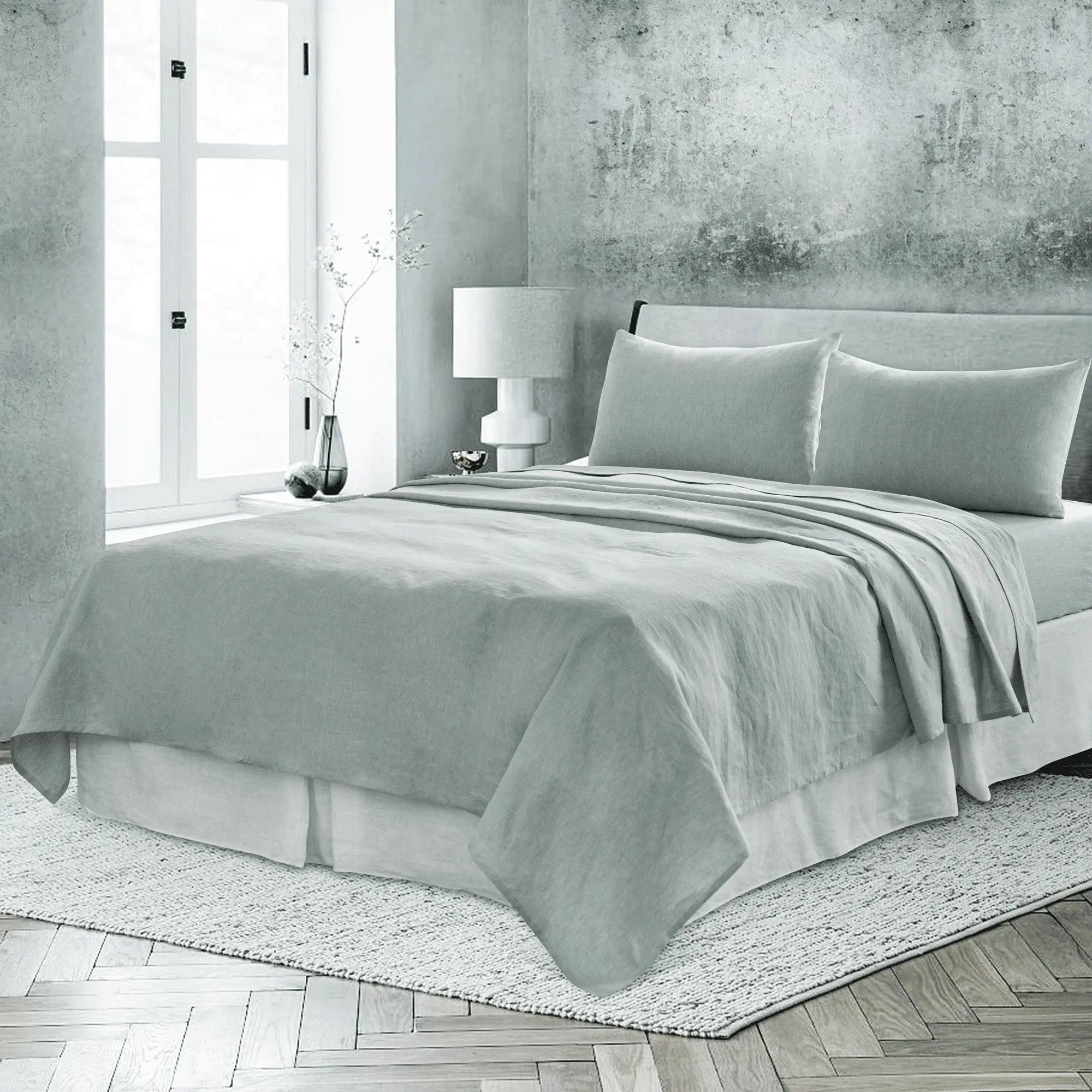 Blue Linen Full Double Flat Sheet Homeroots Bed & Bath