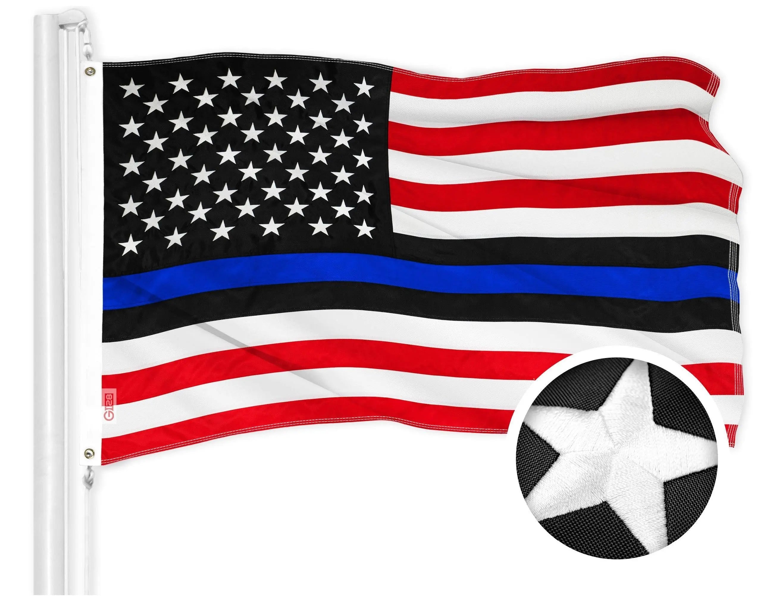 Blue Lives Matter Flag 210D Embroidered Polyester 2x3 Ft G128