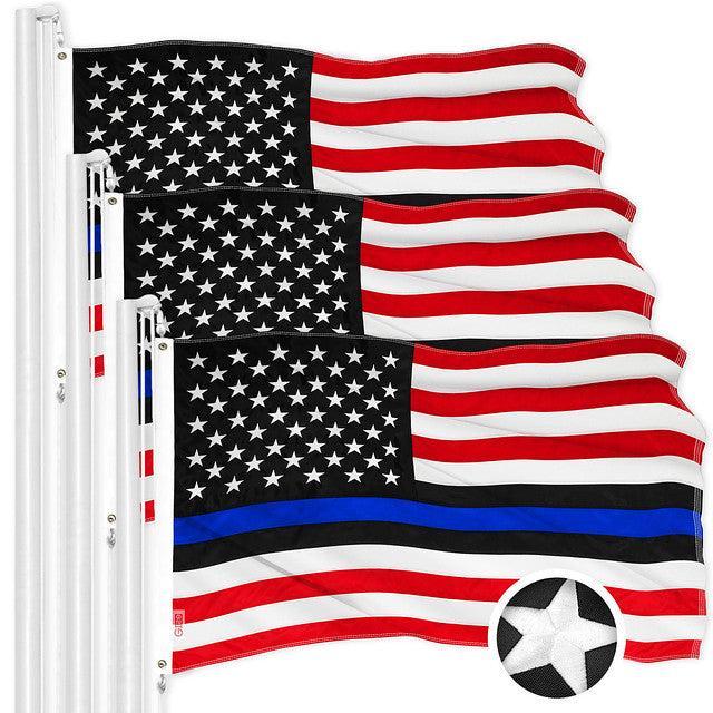 Blue Lives Matter Flag 2x3FT 3-Pack Embroidered Polyester By G128 G128