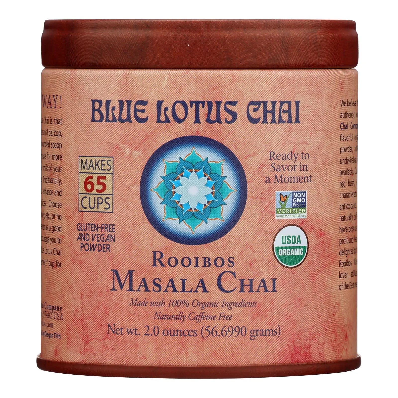 Blue Lotus - Masala Chai Organic Rooibos - Case Of 6 - 2 Oz Blue Lotus