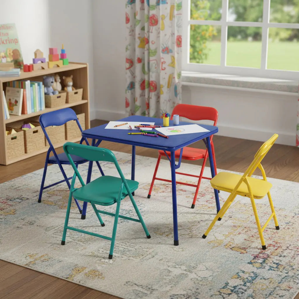 Blue PVC Veneer and Steel Square Furniture Set Homeroots Living Room