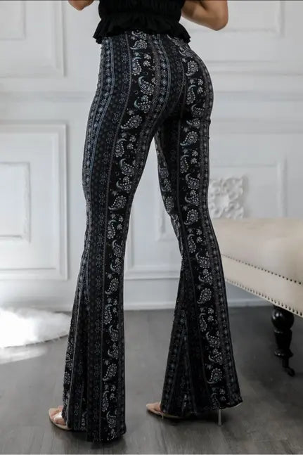Blue Print Paisley Print Bell Bottoms SurelyMine