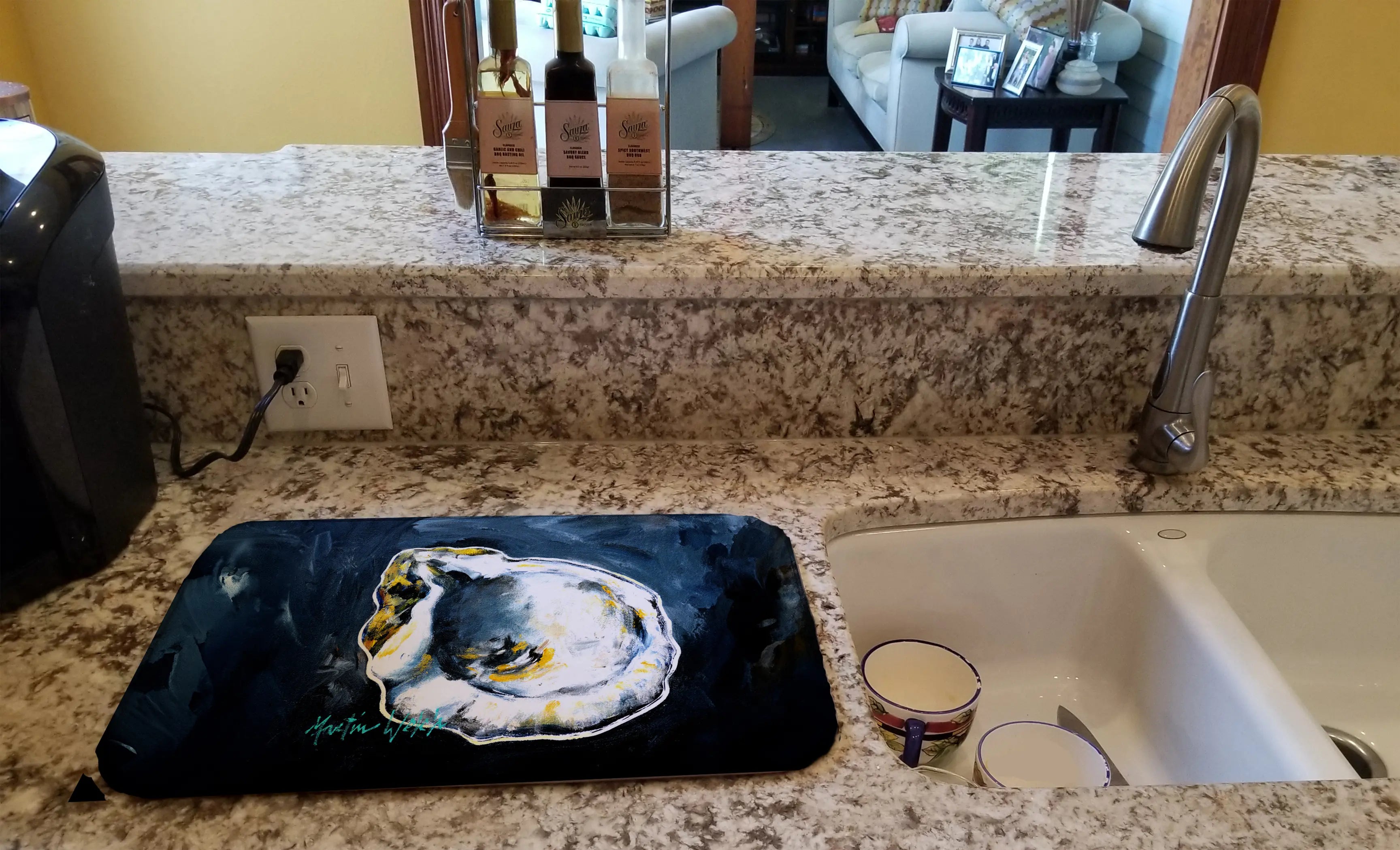 Blue Star Oyster Dish Drying Mat Caroline's Treasures