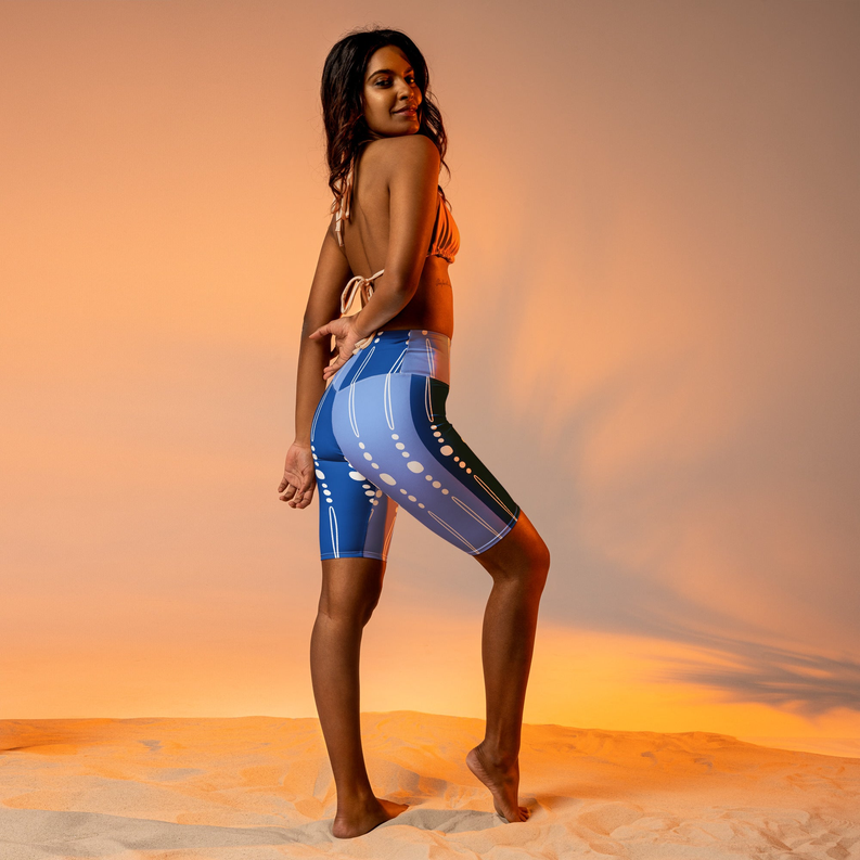 Blue Tribal Lines Biker Shorts Adirelounge