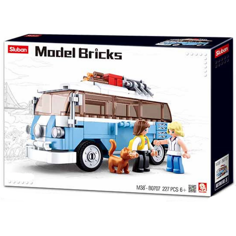Blue Van Building Brick Kit (223 pcs) Texas Toy Distribution