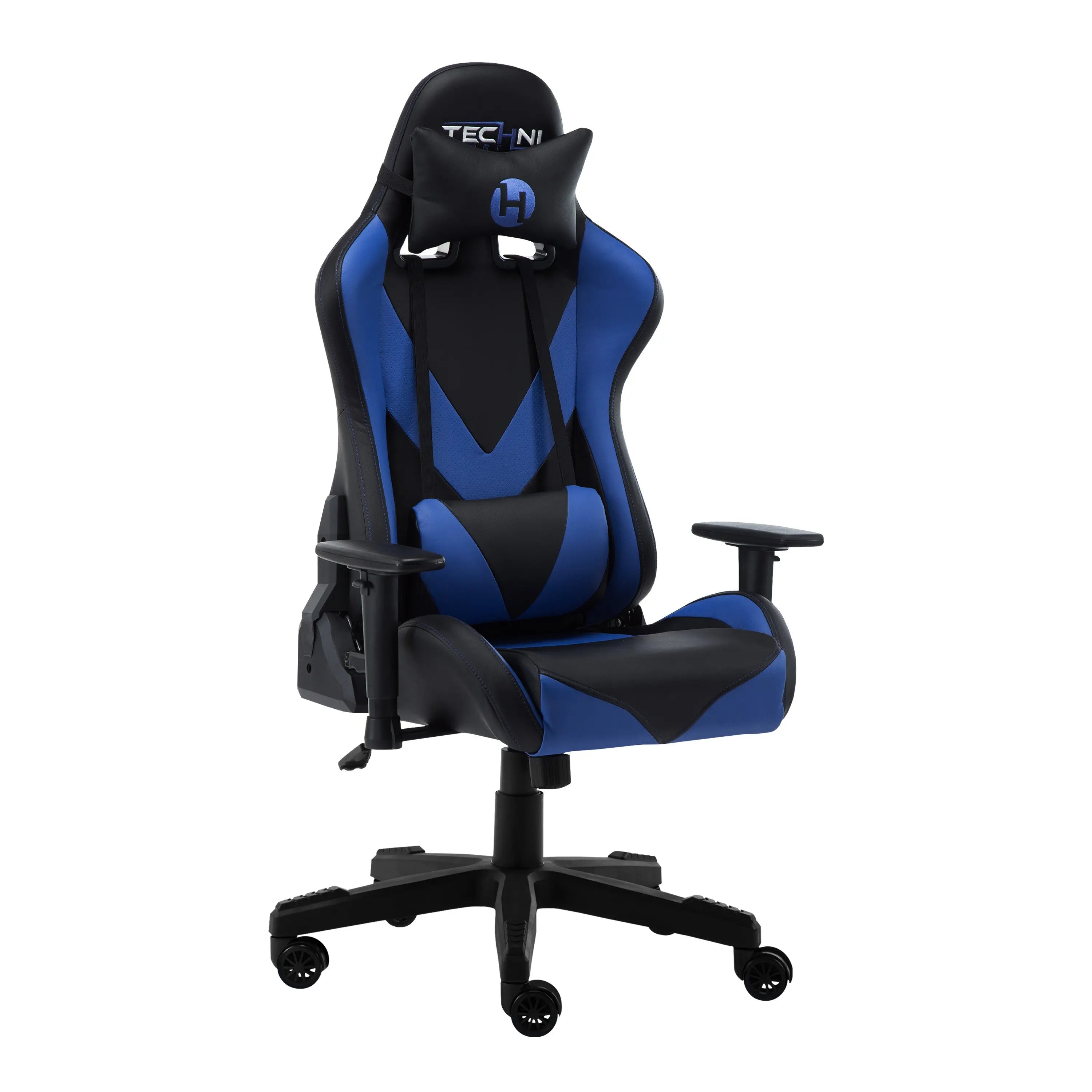 Blue and Black Adjustable Height Swivel Rolling Gaming Chair Homeroots Office