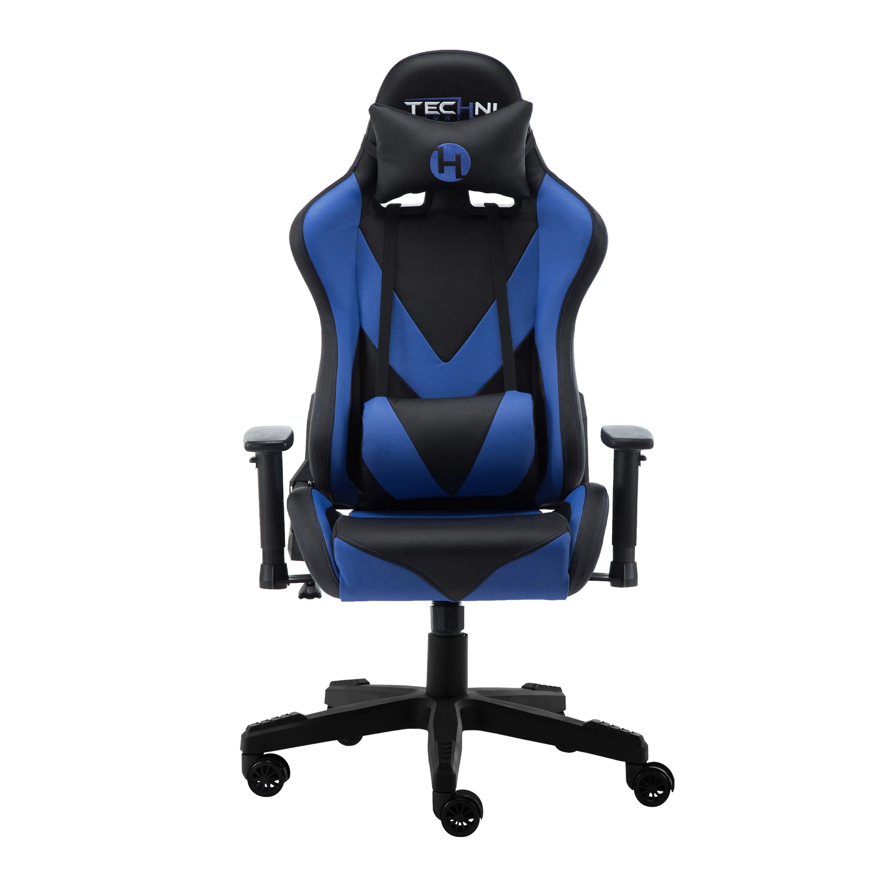 Blue and Black Adjustable Height Swivel Rolling Gaming Chair Homeroots Office