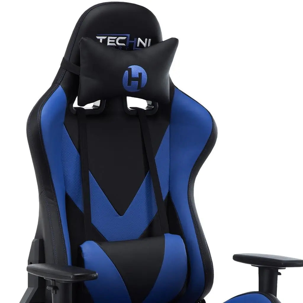 Blue and Black Adjustable Height Swivel Rolling Gaming Chair Homeroots Office