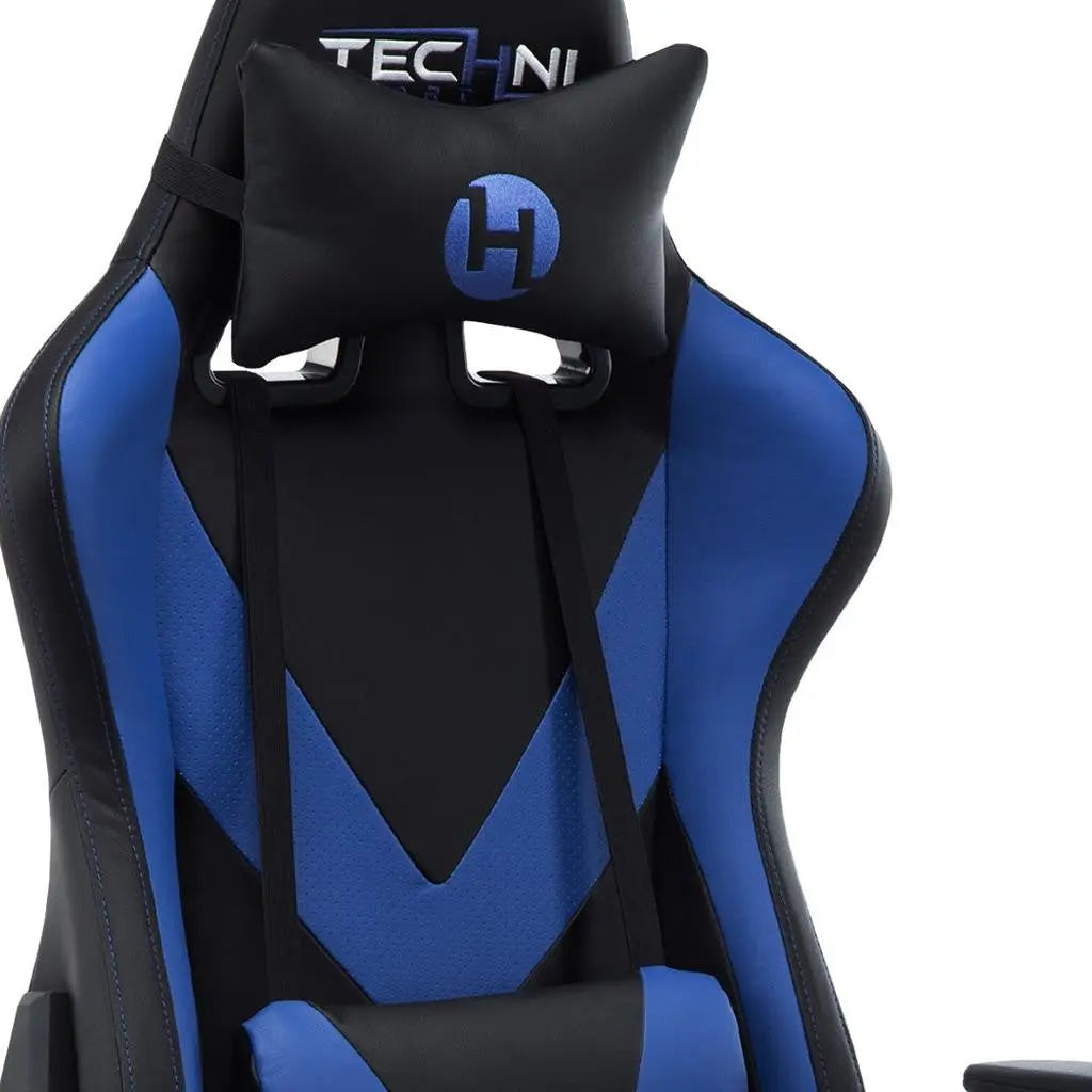 Blue and Black Adjustable Height Swivel Rolling Gaming Chair Homeroots Office