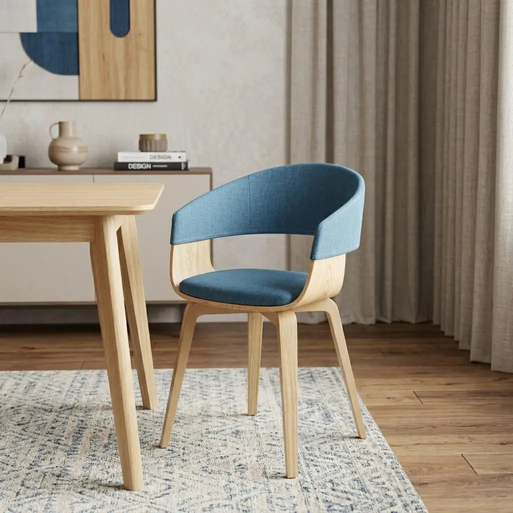 Blue and Brown Solid Wood Dining Parsons Chair Homeroots Kitchen & Dining