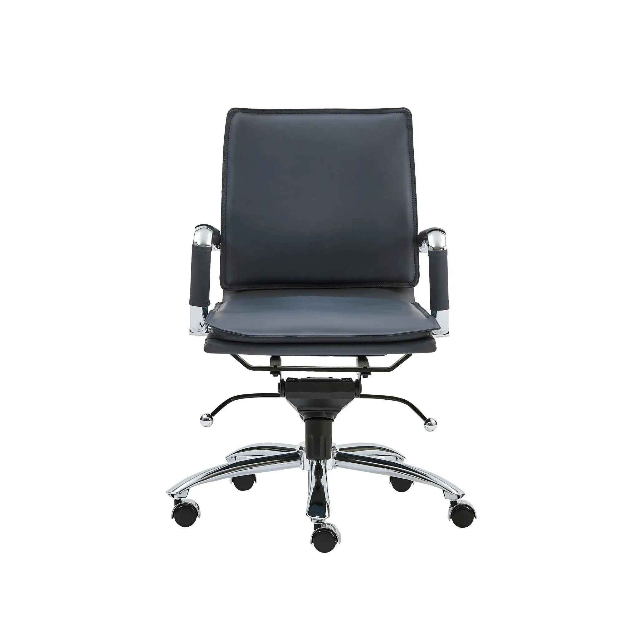 Blue and Silver Adjustable Swivel Faux Leather Rolling Conference Office Chair - GreatEagleInc