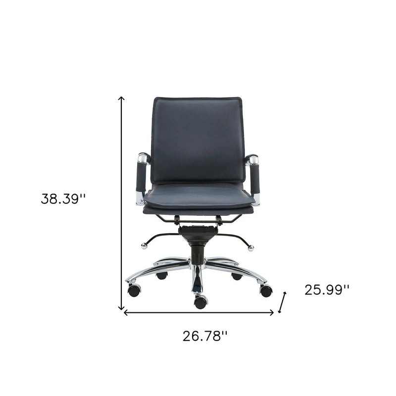 Blue and Silver Adjustable Swivel Faux Leather Rolling Conference Office Chair - GreatEagleInc
