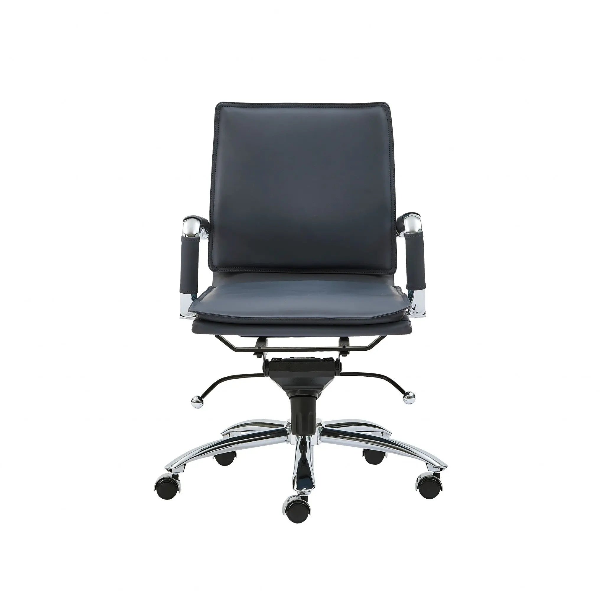 Blue and Silver Adjustable Swivel Faux Leather Rolling Conference Office Chair - GreatEagleInc