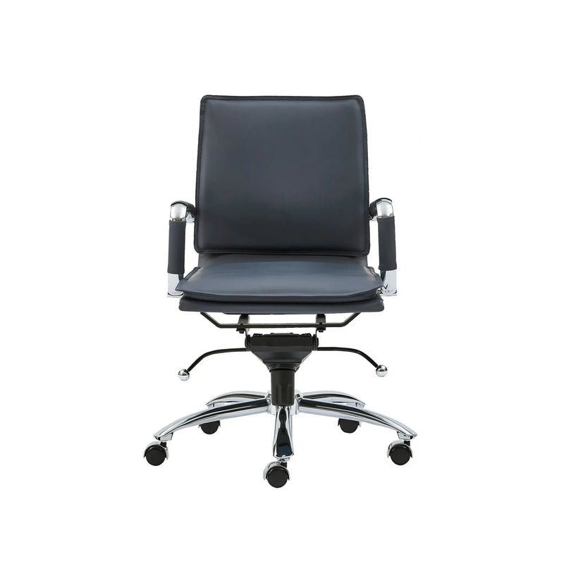 Blue and Silver Adjustable Swivel Faux Leather Rolling Conference Office Chair - GreatEagleInc