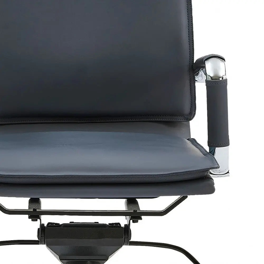 Blue and Silver Adjustable Swivel Faux Leather Rolling Conference Office Chair - GreatEagleInc