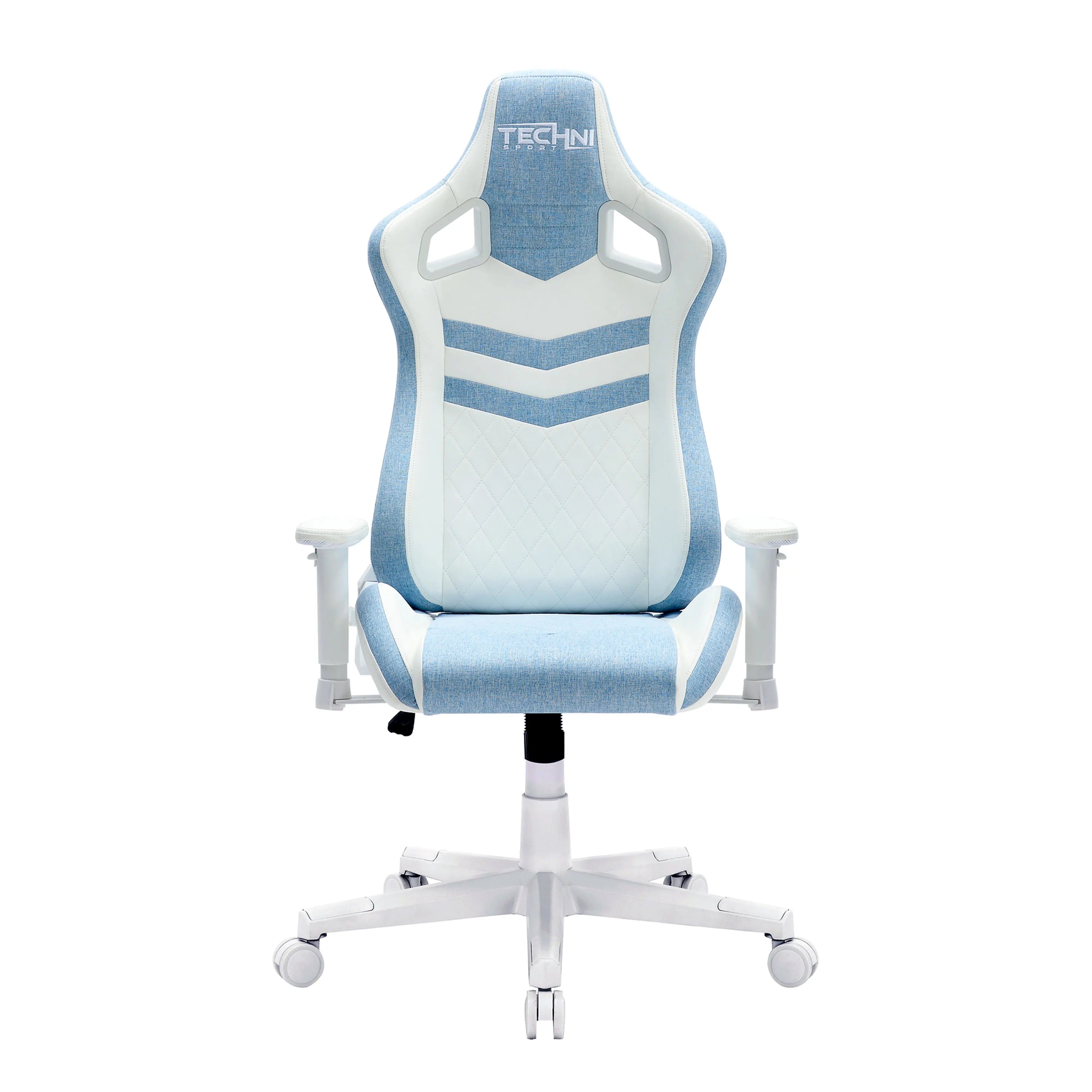 Blue and White Adjustable Height Swivel Rolling Gaming Chair Homeroots Office