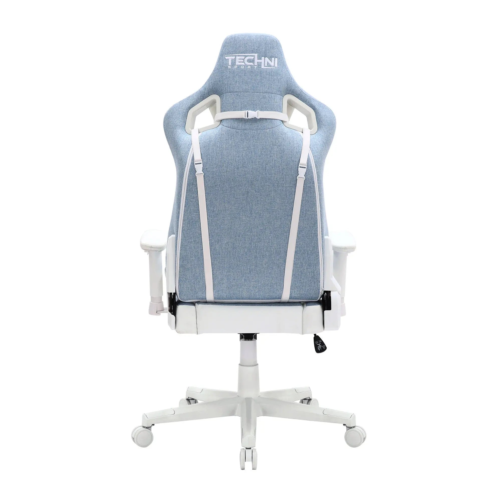 Blue and White Adjustable Height Swivel Rolling Gaming Chair Homeroots Office
