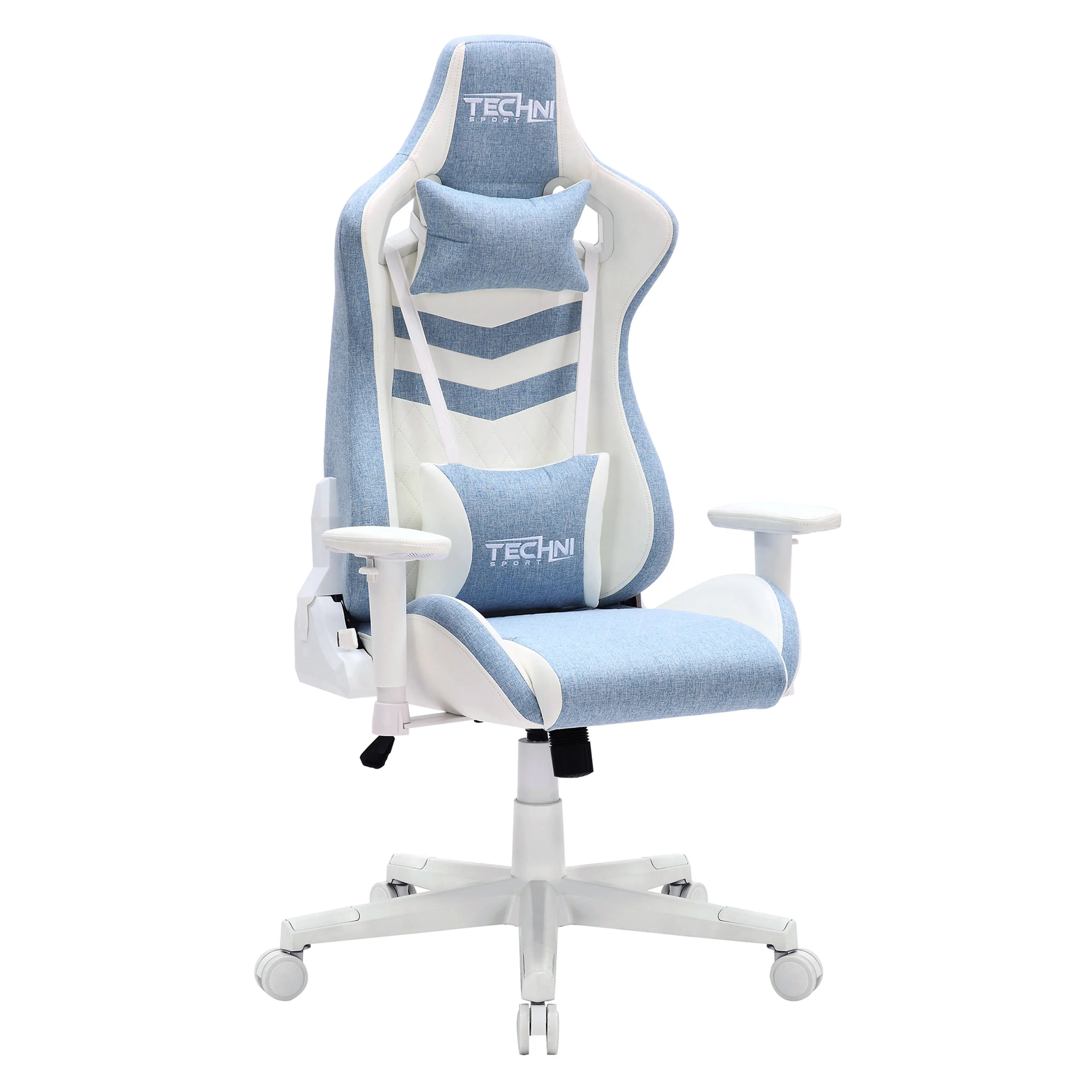 Blue and White Adjustable Height Swivel Rolling Gaming Chair Homeroots Office