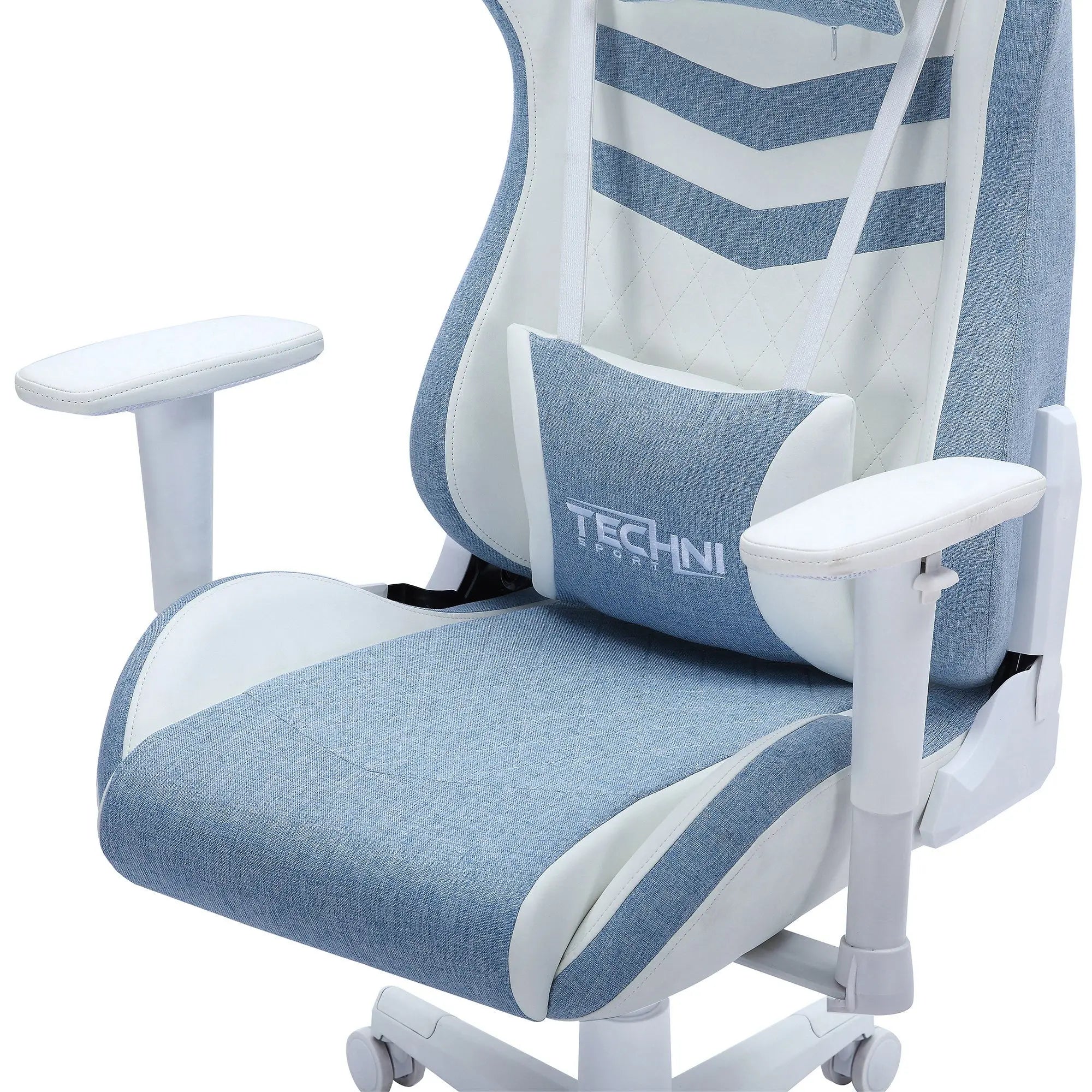 Blue and White Adjustable Height Swivel Rolling Gaming Chair Homeroots Office