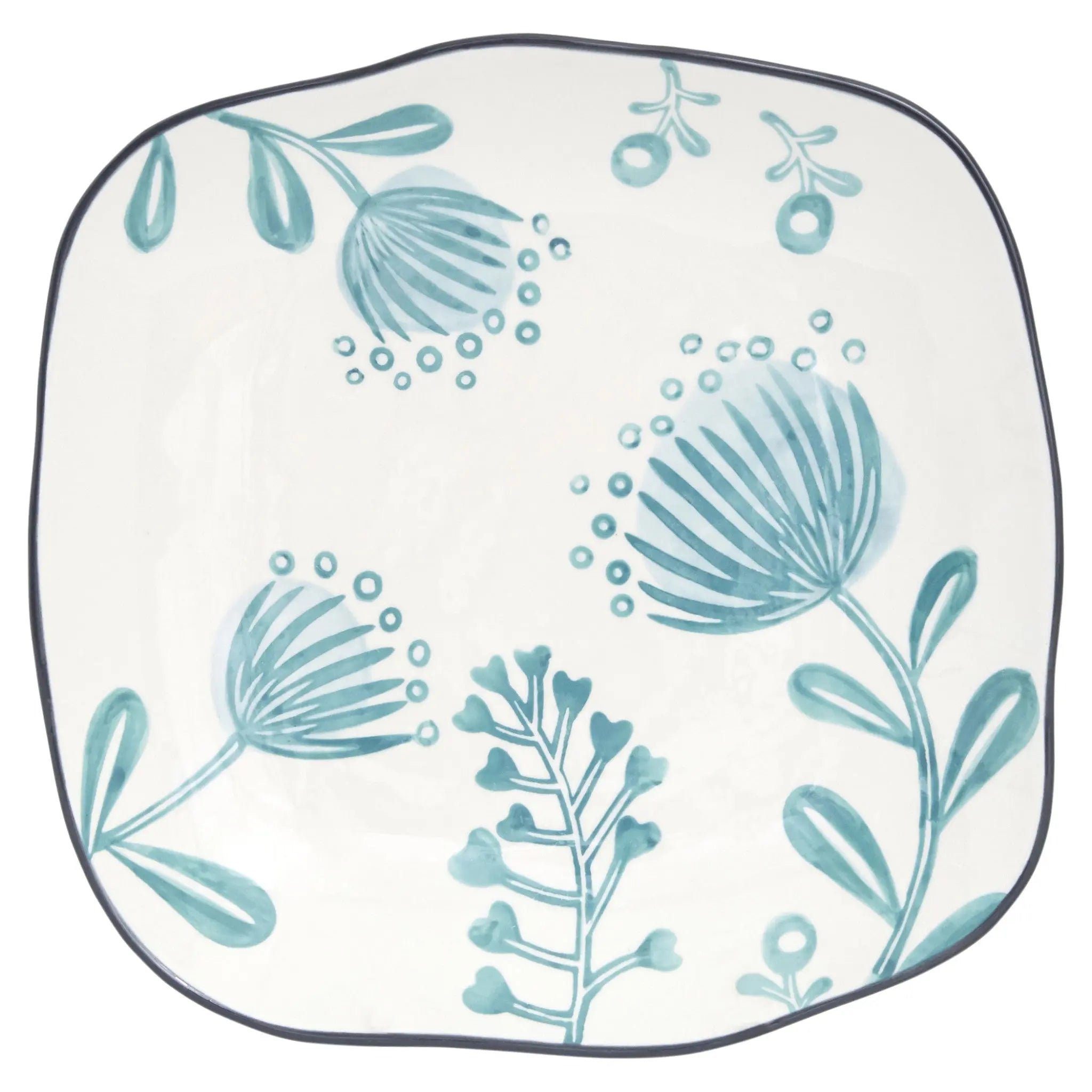 Blue and White Sixteen Piece Round Floral Ceramic Service For Four Dinnerware Set Homeroots Kitchen & Dining