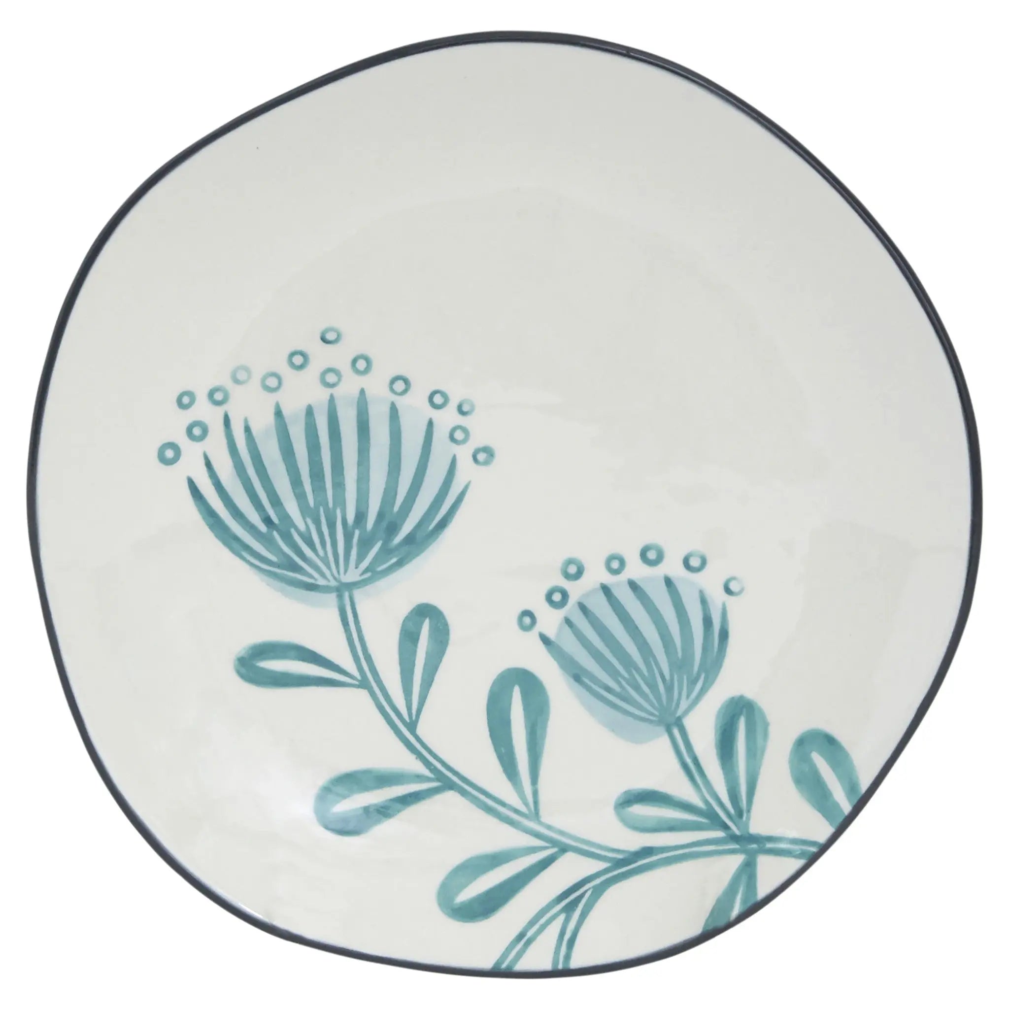Blue and White Sixteen Piece Round Floral Ceramic Service For Four Dinnerware Set Homeroots Kitchen & Dining