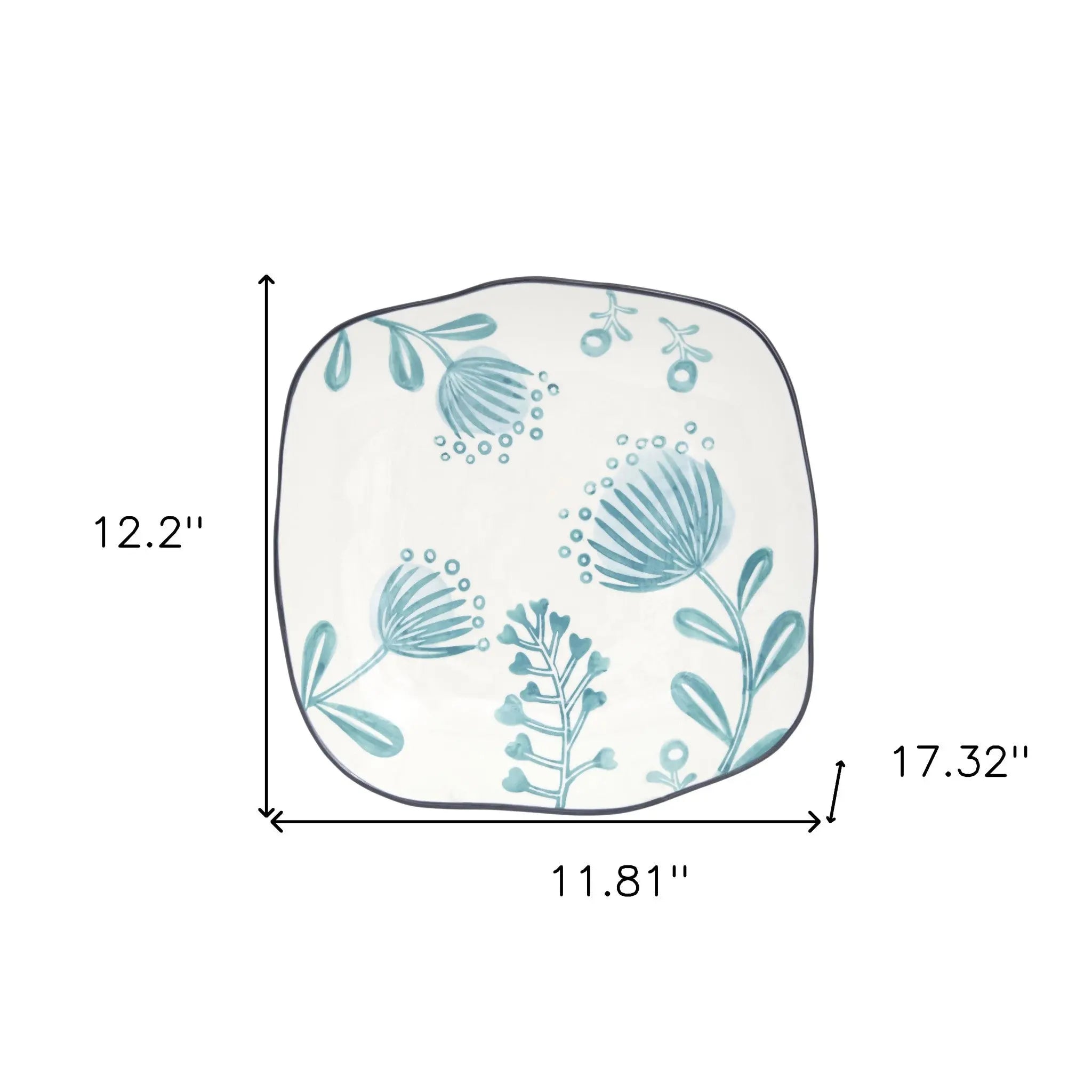 Blue and White Sixteen Piece Round Floral Ceramic Service For Four Dinnerware Set Homeroots Kitchen & Dining
