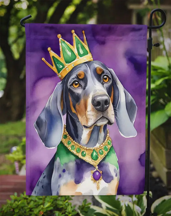 Bluetick Coonhound King of Mardi Gras Garden Flag Caroline's Treasures
