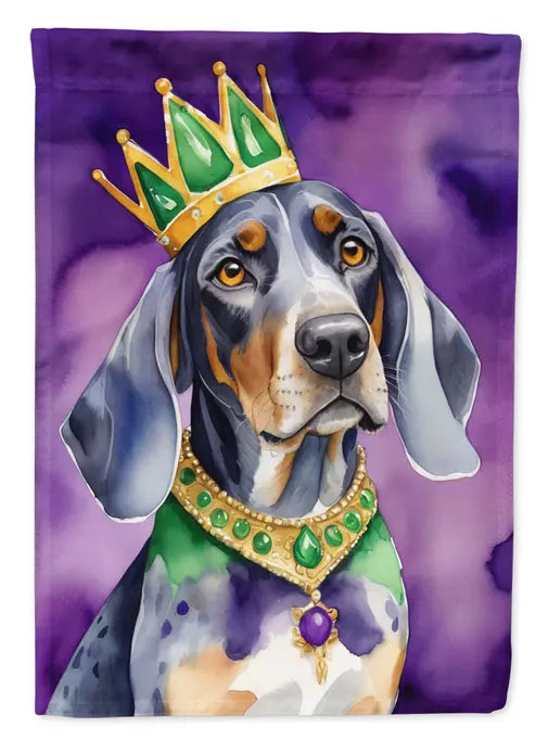 Bluetick Coonhound King of Mardi Gras Garden Flag Caroline's Treasures