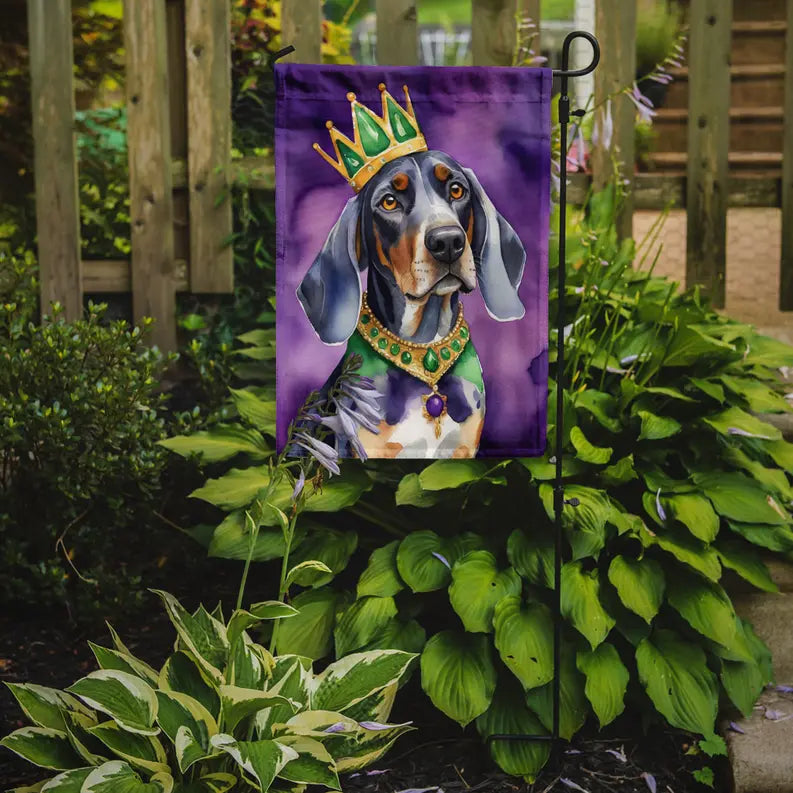 Bluetick Coonhound King of Mardi Gras Garden Flag Caroline's Treasures