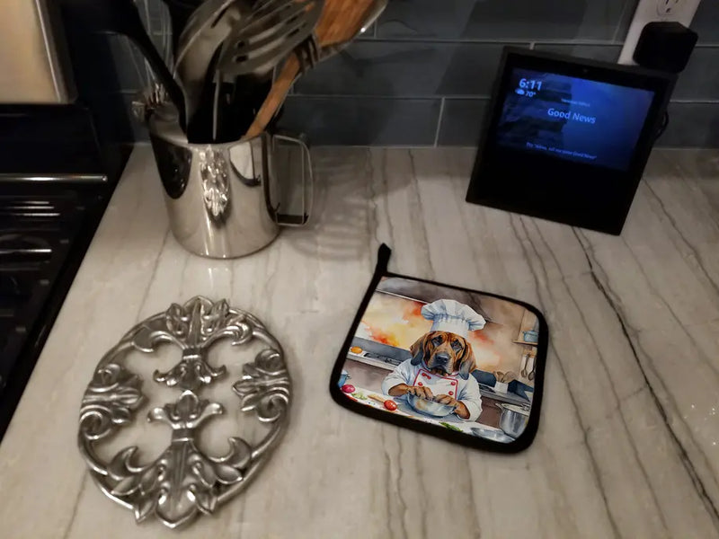 Bluetick Coonhound The Chef Pair of Pot Holders Caroline's Treasures