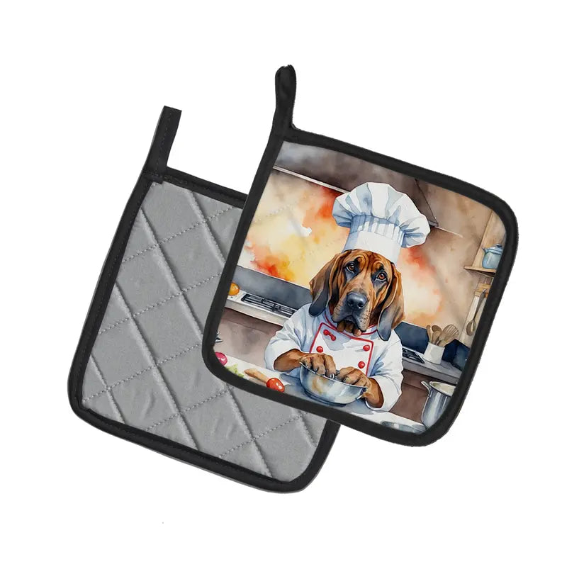 Bluetick Coonhound The Chef Pair of Pot Holders Caroline's Treasures