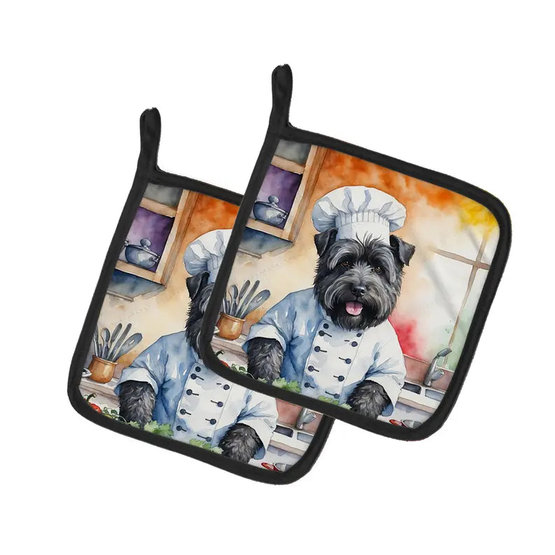 Bluetick Coonhound The Chef Pair of Pot Holders Caroline's Treasures