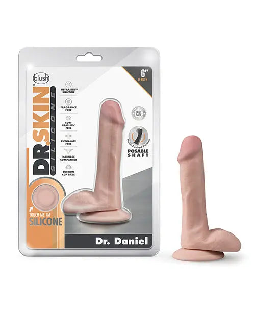 Blush Dr. Skin Silicone Dr. Daniel 6" Dildo W/balls Blush Novelties