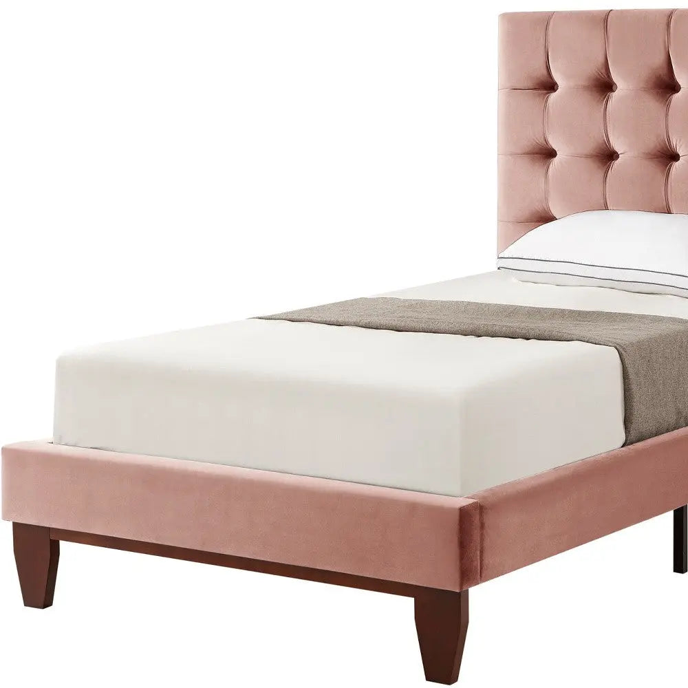 Blush Solid Wood Full Tufted Upholstered Velvet Bed Homeroots Bed & Bath