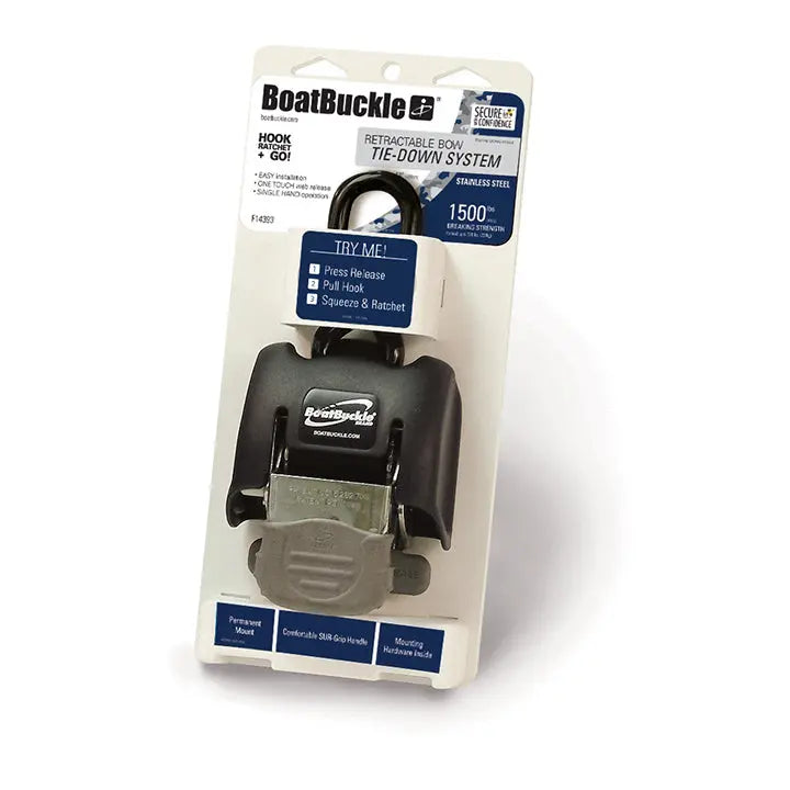 Boatbuckle Stainless Steel Retractable Bow Tie-down (each) BOATBUCKLE