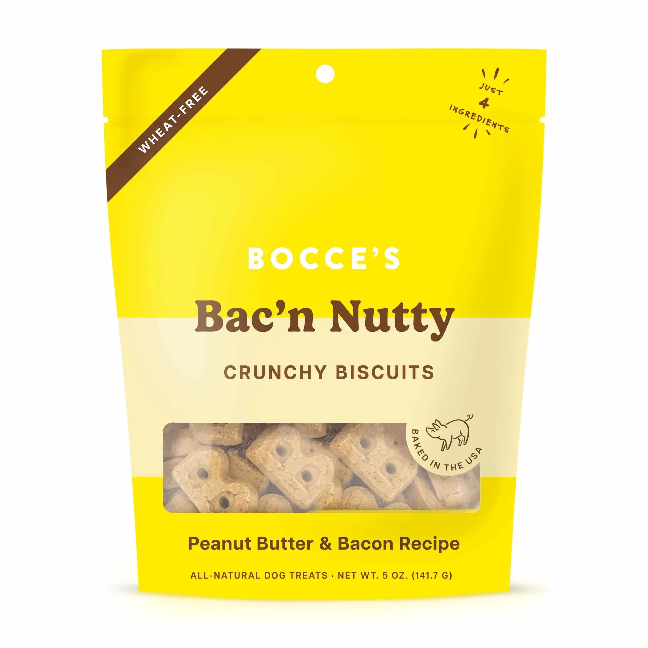 Bocce's Bakery Bac'N Nutty Biscuit Bags Dog Treats 5oz Bocce's Bakery