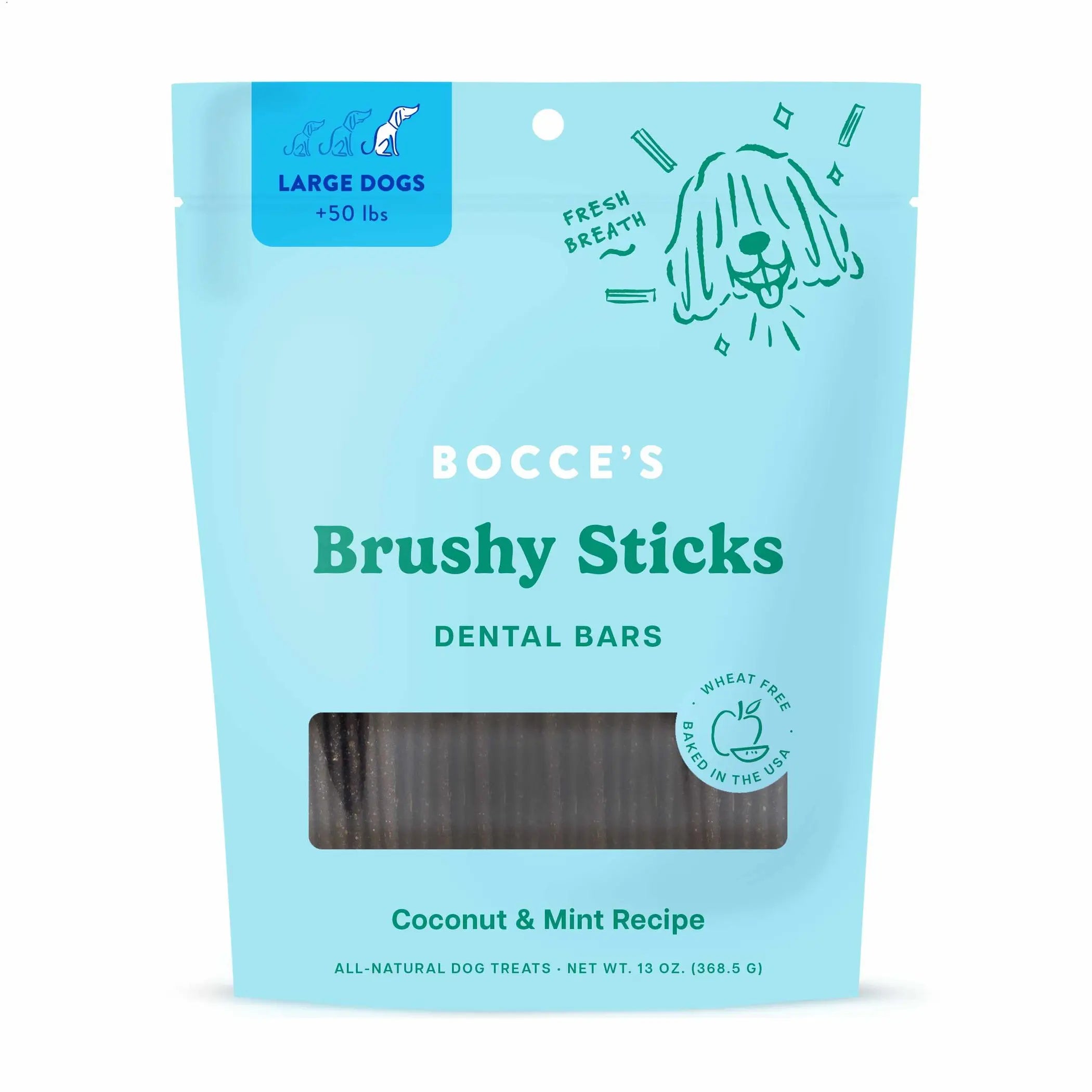 Bocce's Bakery Dailies Brushy Sticks Dog Large Dental Treats 13oz Bocce's Bakery