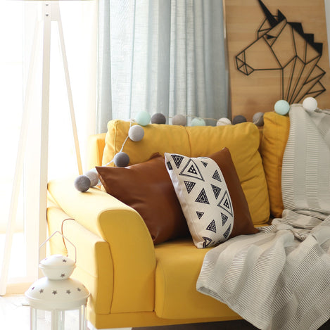 Bohemian Vegan Faux Leather Throw Pillow Covers Set MIKE & Co. NEW YORK