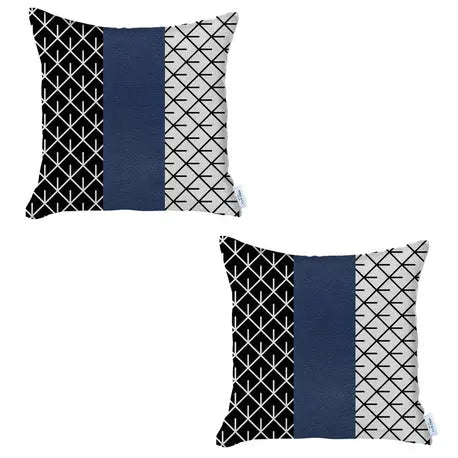 Bohemian Vegan Faux Leather Throw Pillow Covers Set MIKE & Co. NEW YORK