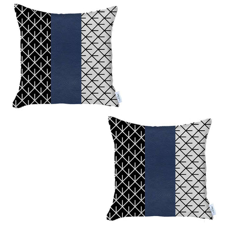 Bohemian Vegan Faux Leather Throw Pillow Covers Set MIKE & Co. NEW YORK