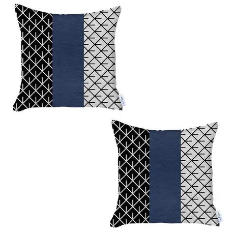 Bohemian Vegan Faux Leather Throw Pillow Covers Set MIKE & Co. NEW YORK